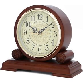 Solid Wood Seat Clock European Living Room Desk Bedroom Silent Wooden in Saudi Arabia