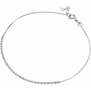 925 Sterling Silver Anklet Diamond Cut Bead Chain Adjustable Ankle bracelet in Saudi Arabia