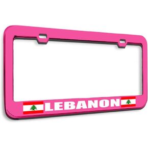 إطار لوحة ترخيص معدني من سبيدي برو، علم لبنان، علم لبنان الأسود، ملحقات السيارة المعدنية باللون الوردي الساخن، 2 فتحة، إطار واحد in Kuwait