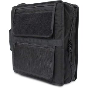 أغطية دفتر الملاحظات التكتيكية نظام غطاء الموثق التكتيكي ثلاثي الحلقات | حقيبة منظم بادفوليو بسحاب بمقبض جلدي | يناسب المجلدات من 3 إلى 4 بوصات | منظم الاستخدام الميداني المتين (أسود) in Kuwait