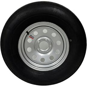 ST225/75R15 TRAILQUEST RADIAL TRAILER TIRE ON RIM, LOAD RANGE E 10 PLY, 5 LUG SILVER MODULAR WHEEL WITH 5X4.5" BOLT PATTERN. REPLACES 7.00-15 OR 7.50-15 - WARRANTY INCLUDED in Saudi Arabia
