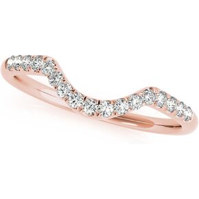 MauliJewels 0.17 CT Diamond Wedding Band for Women in 14K Rose White & Yellow Gold | Prong Set Diamond Ring | Women’s Bridal Band in Kuwait