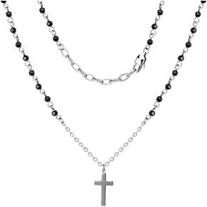 Silver Plated/Gold Plated Long Necklace Cross Necklace for Women Dainty Bead Chain Necklace Virgin Mary Necklace Women's Necklace Jewelry Birthday Valentines Anniversary Necklace for Girlfriend in Saudi Arabia