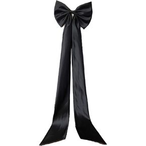 ذيل فيونكة من الساتان قابل للفصل، حزام كبير أنيق بطول 59 بوصة لحفلات الزفاف أو الحفلات الراقصة أو فساتين السهرة أو الملابس التنكرية (أسود) in Kuwait