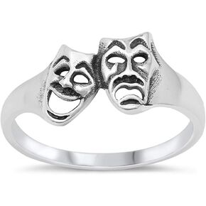 CloseoutWarehouse Sterling Silver Comedy Tragedy Face Ring in Saudi Arabia