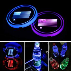 2 حزمة من أضواء حامل الأكواب LED، كوستر سيارة بمخالب الكلب مع 7 ألوان متغيرة لشحن USB، وسادة كأس مضيئة لتزيين مصباح الجو الداخلي in Kuwait