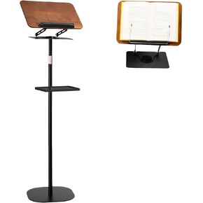 حامل منصة ومنبر قابل للتعديل وحامل كتب مع صينية تخزين قابلة للفصل وطاولة دوارة 360 درجة وقاعدة معدنية شديدة التحمل للعروض التقديمية والكلام والكنيسة والفصول الدراسية (أبيض) in Kuwait