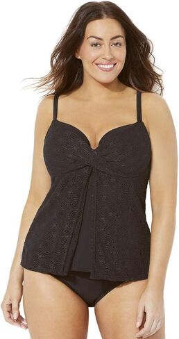 Swimsuits For All Faux Flyaway Crochet Underwire Tankini Set in Saudi Arabia