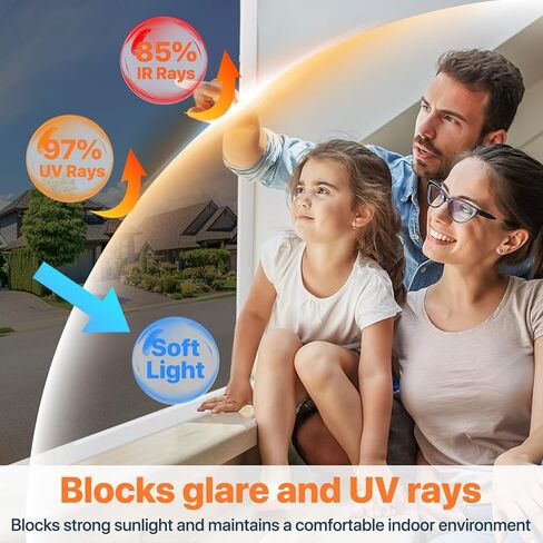 فيلم نافذة للخصوصية من Bloss One Way، لون نافذة عاكس للضوء للمنزل، فيلم الخصوصية أثناء النهار، شاهد خارجًا، أغطية النوافذ المضادة للأشعة فوق البنفسجية مع 3 أدوات (أسود فضي، 17.7 بوصة × 78.7 بوصة) in Kuwait