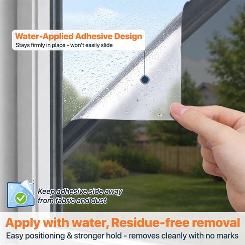 فيلم نافذة للخصوصية من Bloss One Way، لون نافذة عاكس للضوء للمنزل، فيلم الخصوصية أثناء النهار، شاهد خارجًا، أغطية النوافذ المضادة للأشعة فوق البنفسجية مع 3 أدوات (أسود فضي، 17.7 بوصة × 78.7 بوصة) in Kuwait