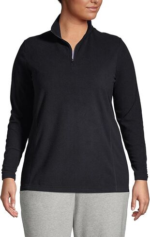 Lands' End Womens Fleece Quarter Zip Pullover Print Ivory/Clear Blue Tossed Floral Regular Large in Saudi Arabia