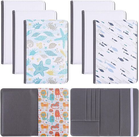 10 عبوات من أغطية حامل جواز السفر المصنوعة من جلد البولي يوريثان DIY فارغة لنقل الحرارة للسفر لبطاقات الائتمان التجارية (رمادي) in Kuwait