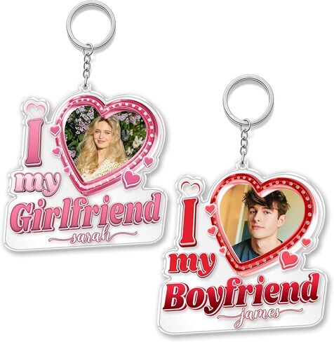 JIX & JOKY Custom Photo Keychain with Picture Personalized Couple Keychains, Custom Keychain for Boyfriend Gift on Valentine in Saudi Arabia