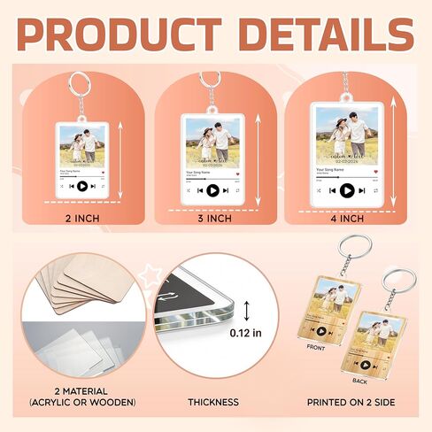 JIX & JOKY Custom Photo Keychain with Picture Personalized Couple Keychains, Custom Keychain for Boyfriend Gift on Valentine in Saudi Arabia