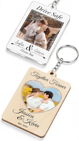 JIX & JOKY Custom Photo Keychain with Picture Personalized Couple Keychains, Custom Keychain for Boyfriend Gift on Valentine in Saudi Arabia
