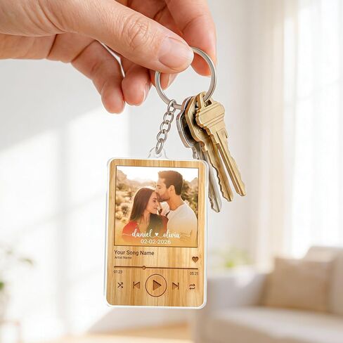 JIX & JOKY Custom Photo Keychain with Picture Personalized Couple Keychains, Custom Keychain for Boyfriend Gift on Valentine in Saudi Arabia