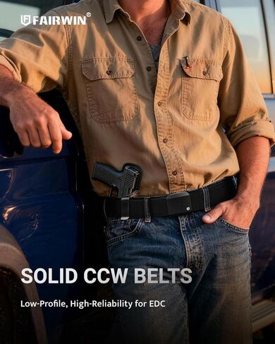 FAIRWIN Tactical Gun Belt, Ratchet CCW EDC Stiff Heavy Duty Work 1.5" Battle Concealed Carry Rigid Patented Nylon Men Belts in Saudi Arabia