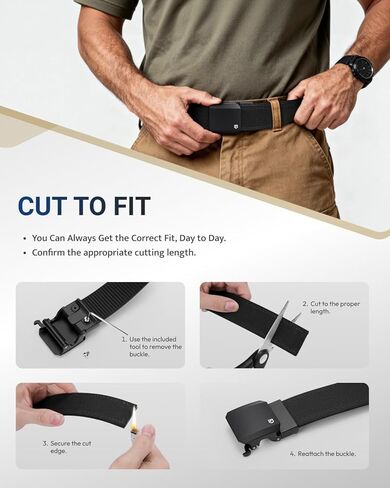 FAIRWIN Tactical Gun Belt, Ratchet CCW EDC Stiff Heavy Duty Work 1.5" Battle Concealed Carry Rigid Patented Nylon Men Belts in Saudi Arabia