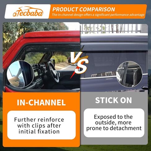 واقيات المطر المتوافقة مع 2020-2026 Jeep Gladiator JT 2018-2026 Wrangler JLU 4 قطع في القناة أقنعة النوافذ منحرف الرياح دروع الطقس لملحقات المصارع 2025 in Kuwait