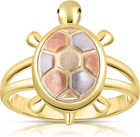 Floreo 10k Yellow Gold Tri-Color Turtle Women's Ring in Saudi Arabia