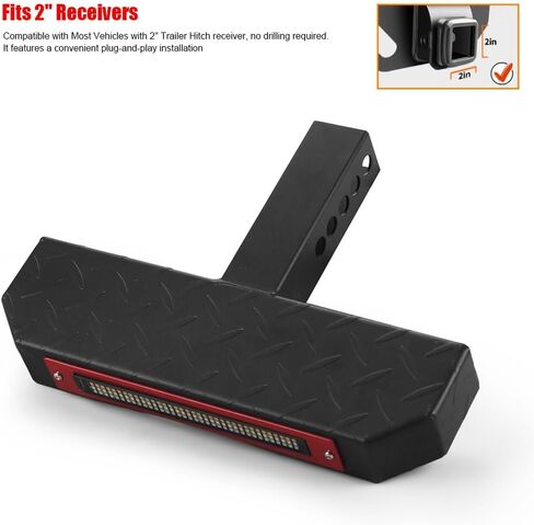 Heavy-Duty Hitch Step for 2" Receiver, 108 LED Brake Light (5 Modes), Powder Coated Steel, 500lbs Capacity, Work for Motorcycle, Off Road, Mountain Bike, ATV, Golf Carts and More in Saudi Arabia