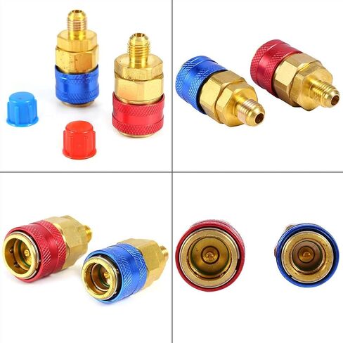 Aramox R134a Quick Couplers Set, Solid Brass AC Manifold Adapters, High & Low Side Connectors for Automotive Refrigeration Systems in Saudi Arabia