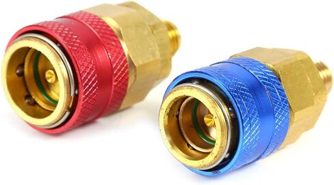 Aramox R134a Quick Couplers Set, Solid Brass AC Manifold Adapters, High & Low Side Connectors for Automotive Refrigeration Systems in Saudi Arabia