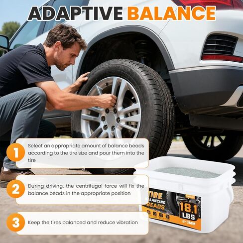 Tire Balancing Beads 18.1 lb (8.21 kg) Bulk Tub Bagged Bucket and Scoop,Tire Balance Beads for Truck/Trailer/Off-Road/Heavy-Duty Tires in Kuwait