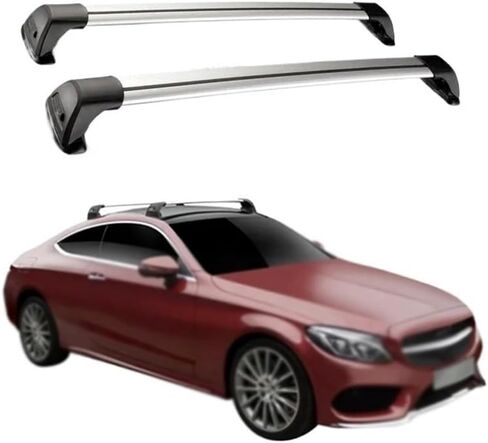2 Pcs Roof Bar Aluminum Alloy Belt Lock Rack Compatible for Mercedes-Benz C-Class W205 W204 2007-2020(W204 copue -B) in Kuwait
