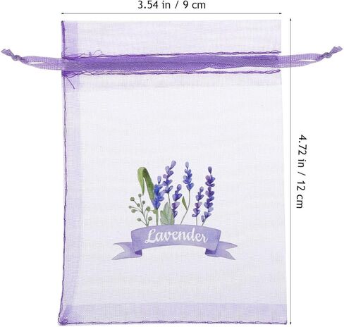 PRETYZOOM 10pcs Lavender Sachet Bags Empty Drawstring Mesh Bags for Storing Dried Lavender Petals Jewelry Elegant Organza Design for Home Decor and Present in Saudi Arabia