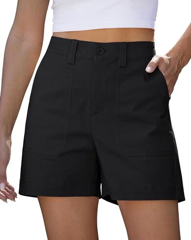 luvamia Summer Shorts for Women High Waisted Dressy Causal Cotton Chino Elastic Waist 5 Inch Inseam Mid Thigh Shorts in Saudi Arabia