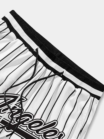 Men Striped Letter Casual Graphic Drawstring Waist Mesh Shorts in Saudi Arabia