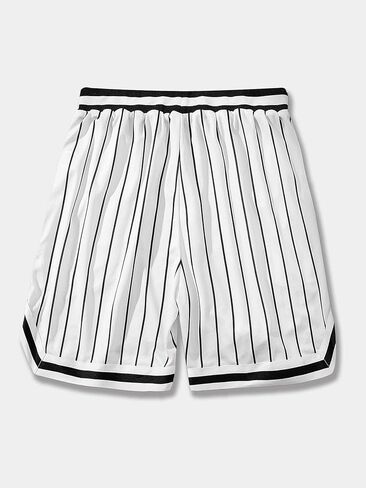 Men Striped Letter Casual Graphic Drawstring Waist Mesh Shorts in Saudi Arabia