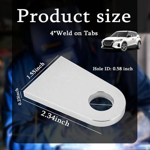 4PCS 1/2" Hole & 1/4" Thick Weld on Tabs,Heavy Duty Steel Gussets Weld on Shackle Mount,Universal Welds on Shock Mounts Car Accessories for Trailer Hitch,Suspension Bracket in Saudi Arabia
