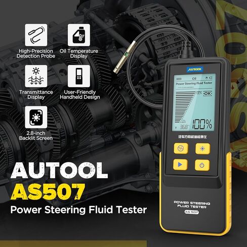 جهاز اختبار سائل التوجيه AUTOOL AS507، جهاز اختبار جودة زيت نفاذية الضوء، كاشف شيخوخة زيت التوجيه والتلوث مع شاشة LCD لصيانة السيارات in Kuwait