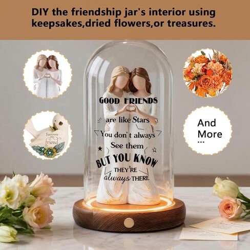 Friendship Gifts for Women-"Good Friends are Like Stars" Unique Best Friend Birthday Gifts for Women Friends Bestie BFF Coworker,Valentine Gift for Her,Friendship Jar Light Night Table Decor in Saudi Arabia