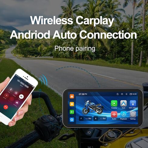 شاشة ملاحة GPS للدراجات النارية مع كاميرا داش بدقة 1080 بكسل أمامية وخلفية مع Carplay وAndroid Auto 6.25 بوصة IP67 مقاومة للماء تعمل باللمس ومستقبل صوت بلوتوث يدعم تسجيل حلقة واي فاي in Kuwait