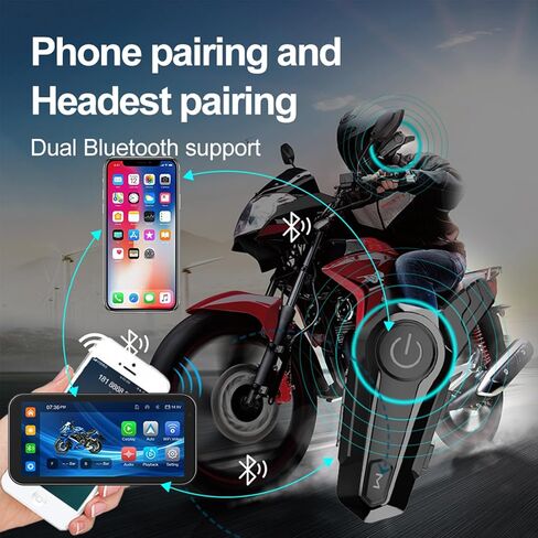شاشة ملاحة GPS للدراجات النارية مع كاميرا داش بدقة 1080 بكسل أمامية وخلفية مع Carplay وAndroid Auto 6.25 بوصة IP67 مقاومة للماء تعمل باللمس ومستقبل صوت بلوتوث يدعم تسجيل حلقة واي فاي in Kuwait