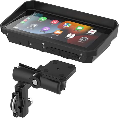 شاشة ملاحة GPS للدراجات النارية مع كاميرا داش كام أمامية وخلفية عالية الوضوح 1080 بكسل مع Carplay وAndroid Auto 5.99 بوصة IP67 مقاومة للماء تعمل باللمس بلوتوث ومستقبل الصوت يدعم تسجيل الحلقة in Kuwait