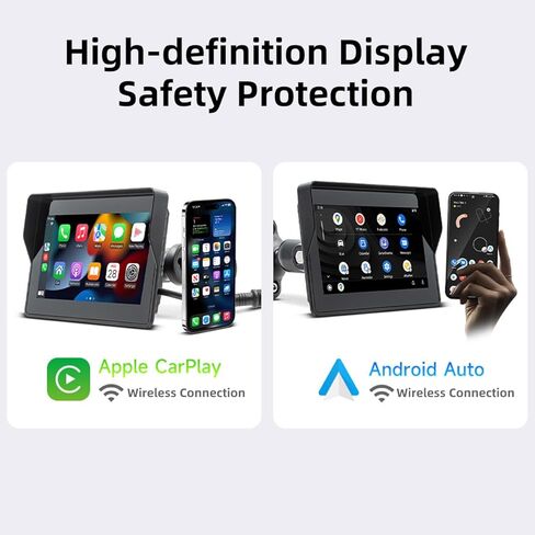 نظام ملاحة GPS Carplay مقاس 5 بوصة للدراجات النارية مع Carplay/Android Auto، مقاومة للماء IP67، شاشة لمس عالية الدقة، سهلة التركيب، تدعم بلوتوث مزدوج، ملاحة، تحكم صوتي in Kuwait