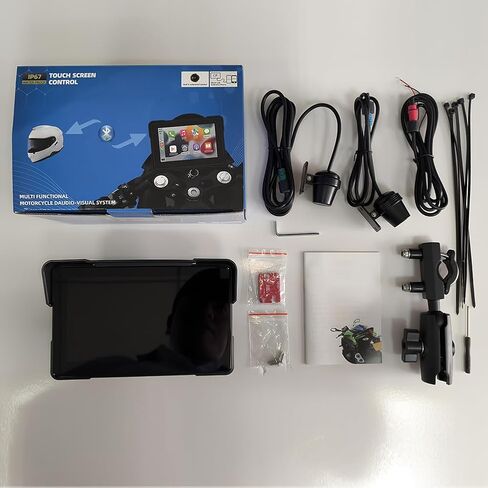 شاشة ملاحة GPS للدراجات النارية مع كاميرا داش بدقة 1080 بكسل أمامية وخلفية مع Carplay 5in IP67 شاشة لمس مقاومة للماء ومستقبل صوت بلوتوث يدعم واي فاي بدون استخدام اليدين ومراقبة ضغط الإطارات in Kuwait