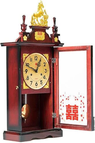 Mechanical Clock Solid Wood Hanging Old Feng Shui Town House String Chain Copper in Saudi Arabia