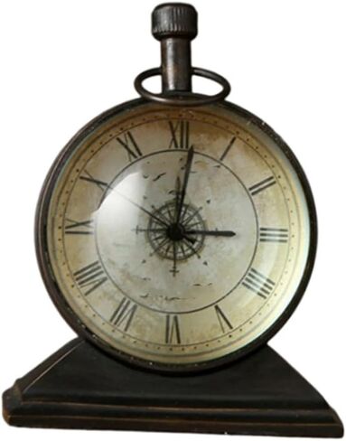Nostalgia Do Old Retro Big Alarm Clock Metal Copper Spherical Double-Sided Convex Glass Ornaments in Saudi Arabia