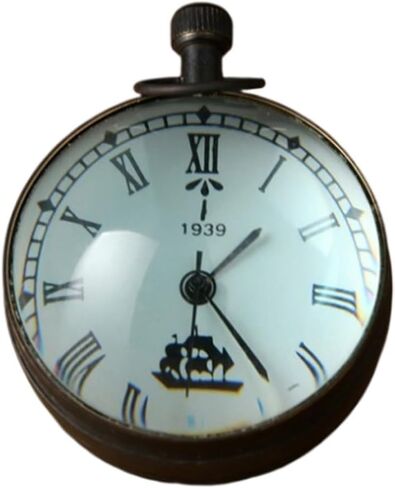 Nostalgia Do Old Retro Big Alarm Clock Metal Copper Spherical Double-Sided Convex Glass Ornaments in Saudi Arabia