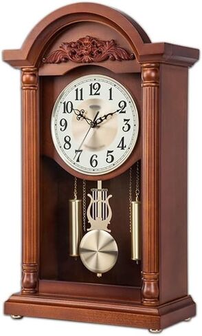 Solid Wooden Clock Home Retro Desktop Silent Time Study Chinese in Saudi Arabia