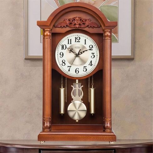 Solid Wooden Clock Home Retro Desktop Silent Time Study Chinese in Saudi Arabia