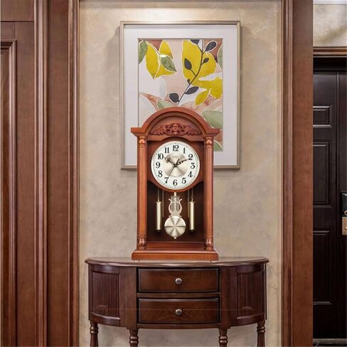 Solid Wooden Clock Home Retro Desktop Silent Time Study Chinese in Saudi Arabia