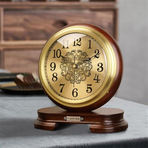 Solid Wood Brass Clock Living Room Retro Bed Old Desktop Pendulum in Saudi Arabia