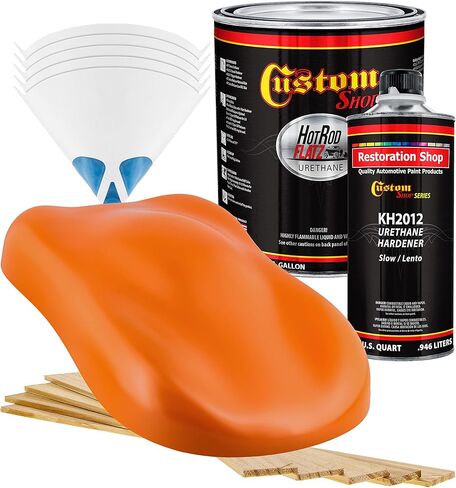 Custom Shop - Sunset Orange - Hot Rod Flatz Flat Matte Satin Urethane Auto Paint - Complete Gallon Paint Kit - Professional Low Sheen Automotive, Car Truck Coating, 4:1 Mix Ratio in Saudi Arabia