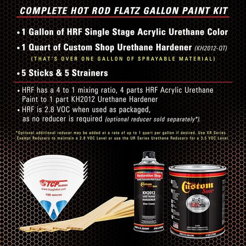 Custom Shop - Sunset Orange - Hot Rod Flatz Flat Matte Satin Urethane Auto Paint - Complete Gallon Paint Kit - Professional Low Sheen Automotive, Car Truck Coating, 4:1 Mix Ratio in Saudi Arabia